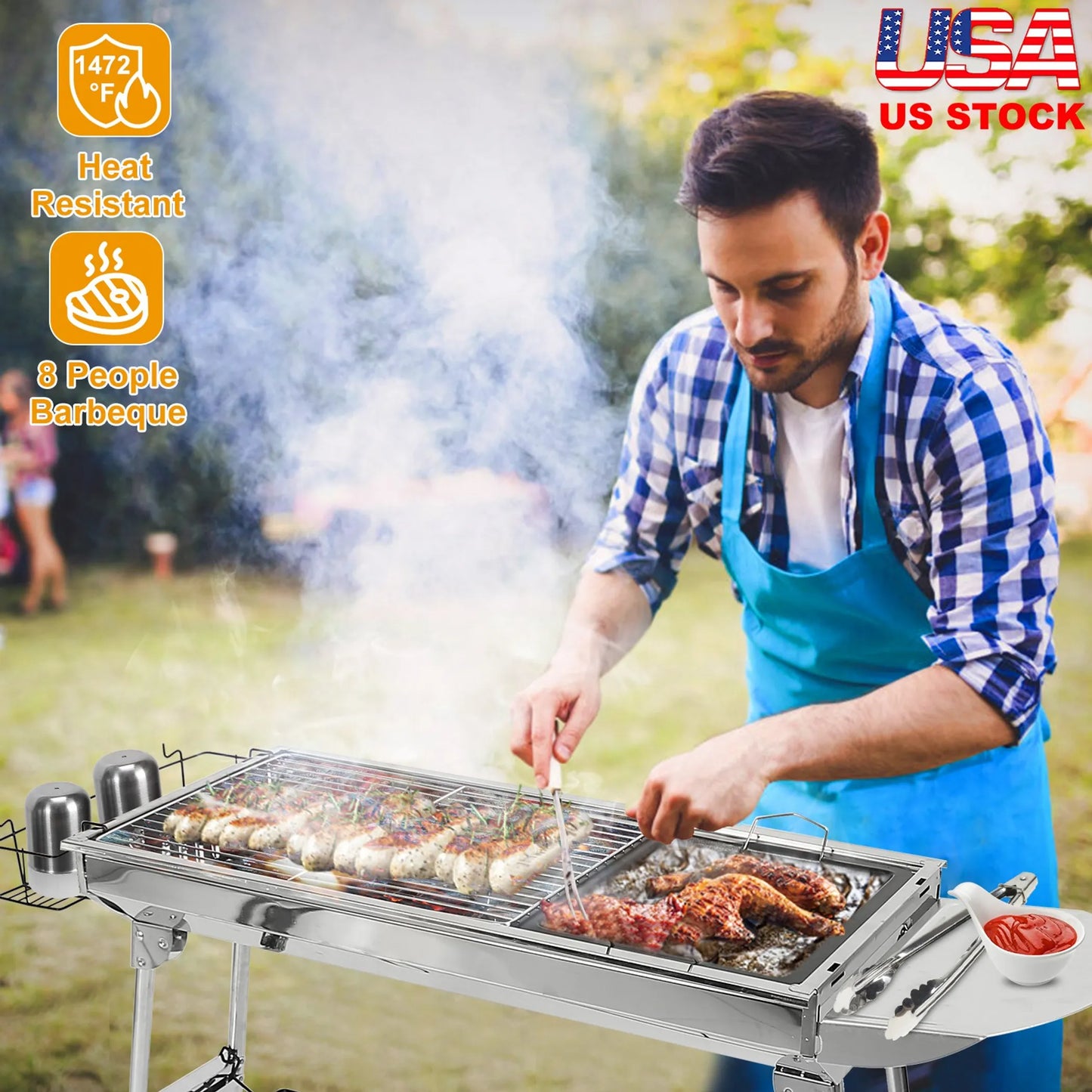 Foldable BBQ Grill Portable Charcoal Barbeque