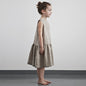 Girls Sleeveless Cotton Linen Dress – Soft Pleated Summer Dress for Kids 3–8 Years